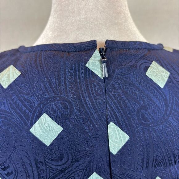 Vintage Richard Warren 100% Silk Textured Midi‎ Dress Short Sleeves Size 8 - Picture 14 of 16